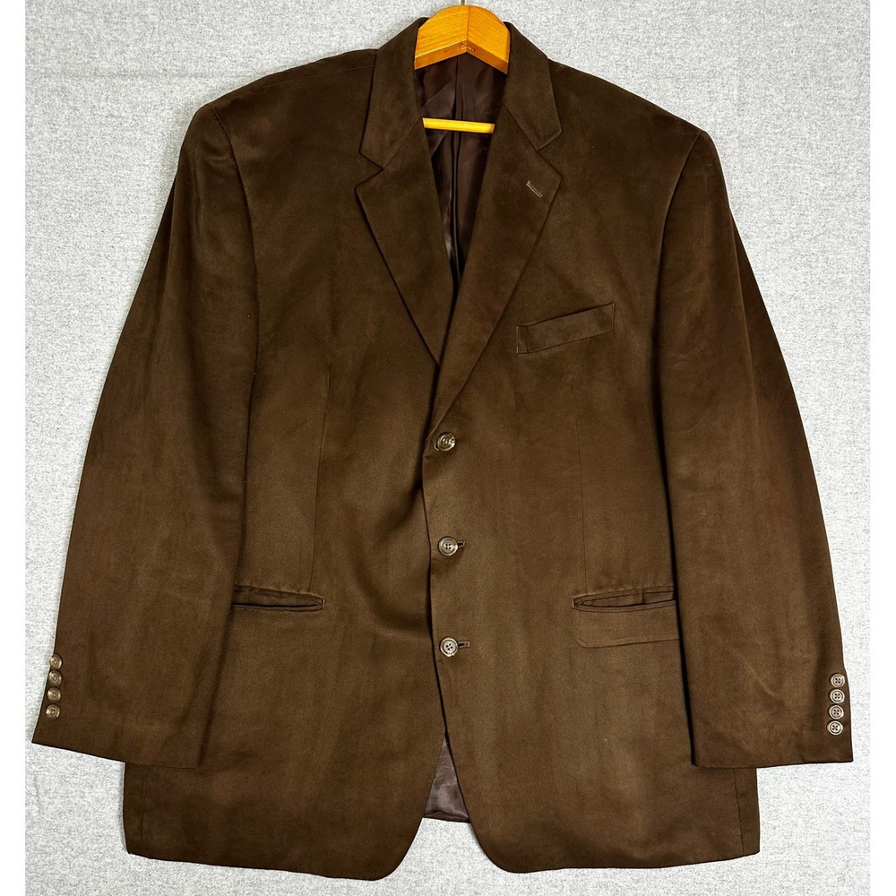 Chaps Blazer Mens 48R Brown Faux Suede 3-Button Sport Coat